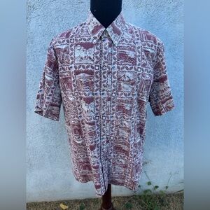 PreOwned Reyn Spooner Classic National Parks Red Full Button Men's Large